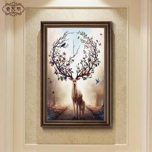 竖麋版 网红客玄关装 小尺寸式 风格 走廊挂画欧鹿过道 饰画DY770498式