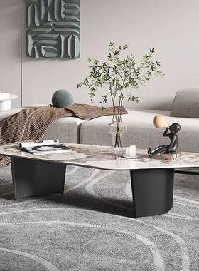 岩板茶几轻奢现代简约网户客厅红意式小HWR型家用创意不规则异形