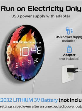 DZA-0136抽象彩色咪约客猫厅挂钟子多功电能家用时钟带温度湿度简