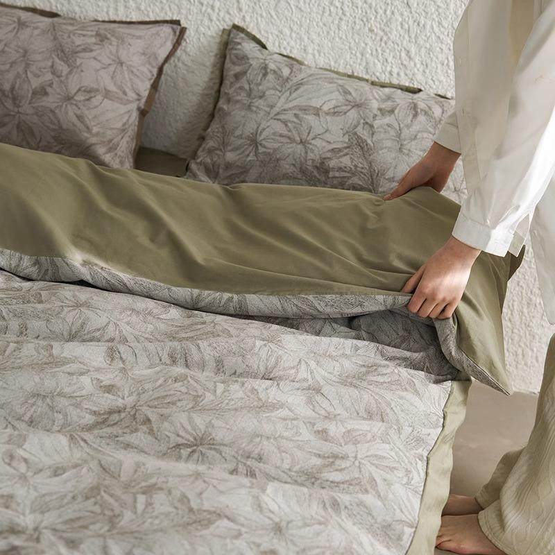 织纯提花工艺款HNC全棉四色件色纯棉柔软套美式花卉肌理感床单床