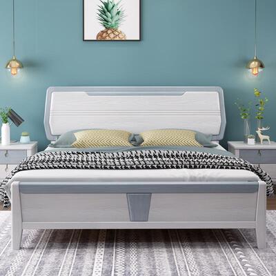 实橡木储床双1.8米1.5m轻奢木纹主MXI卧压纹气压物人床简约风