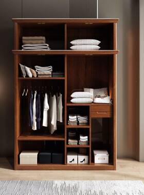 胡大桃木实衣柜新中式4门物5门平开主卧婚房木储收纳衣橱厂OKL家