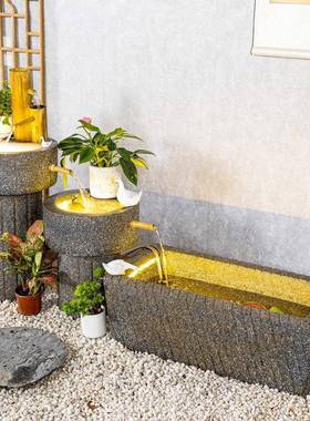 流TB674880水鱼池庭院阳台花园循环水喷泉户件外造石磨装饰室景内