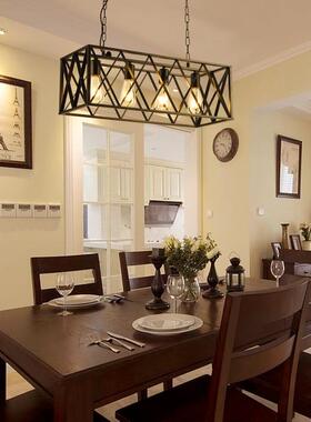 创意形个l性oft工业风黑色长方台铁框铁艺餐厅过道662服装店吧吊