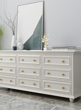 美柜式实SR091木五斗柜收纳储物卧室柜现代简约白色九斗轻奢客柜