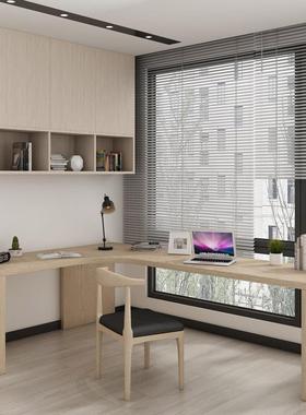 现代简约实木书桌实木拐全角电脑双人办公桌转IOR学生写角字桌桌