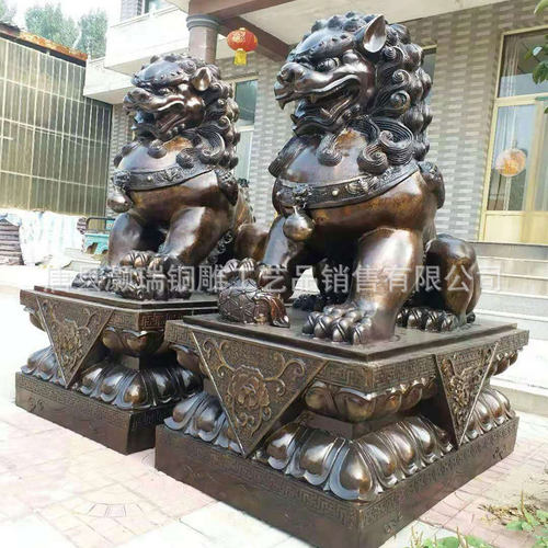 灏瑞铜雕2米汇丰狮门口摆件