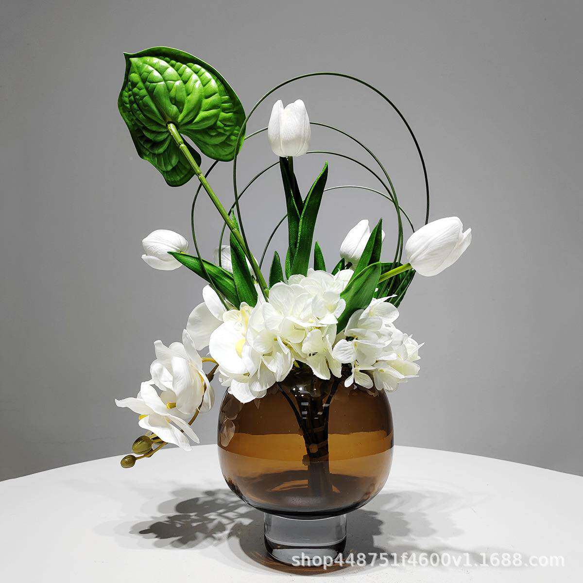 仿真花郁金香花艺厅装摆件简约家居客视柜创意装饰1105套假电绢花
