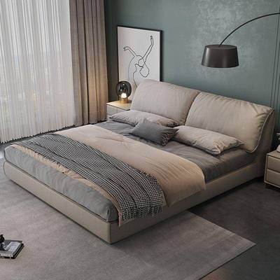 储科技布艺床简约1.耳5米实木床双人1.8x象2米主卧床LUD气压大朵