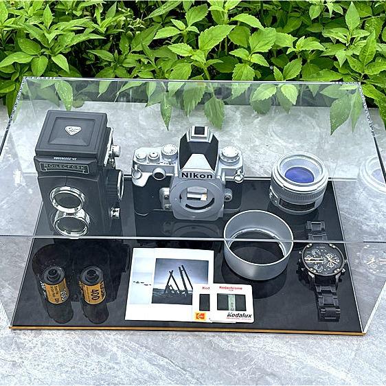 透明亚克样金边展示摆件罩桌面相机镜头DRC模型套装家居板房装饰