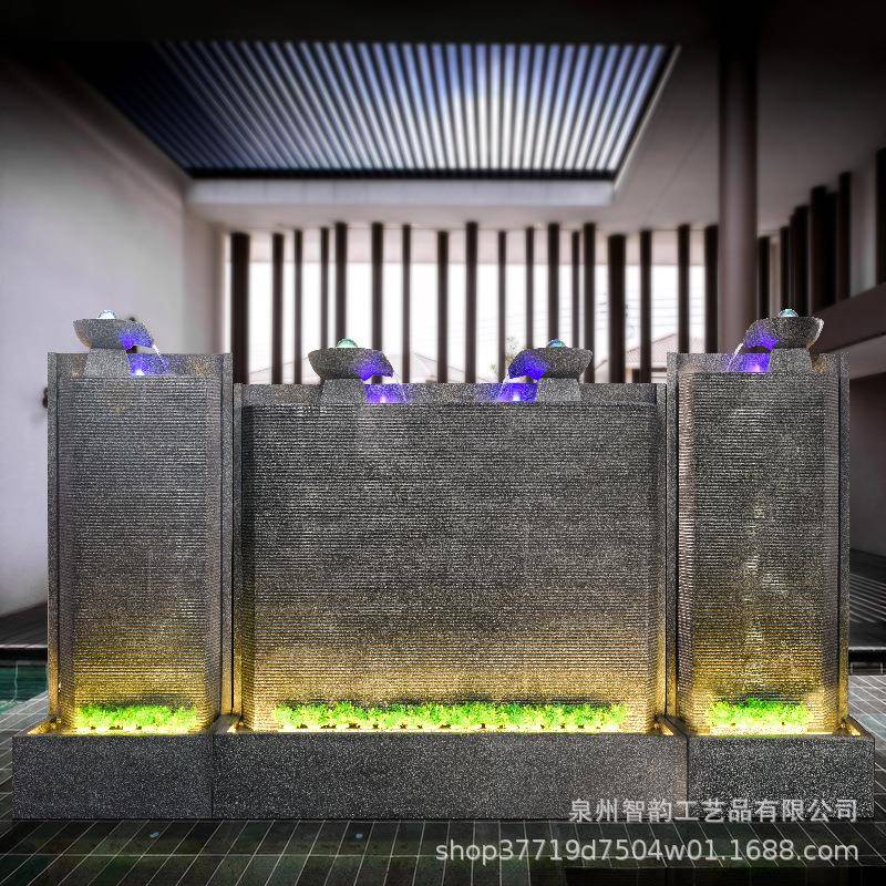 大型欧鱼式水水幕墙喷泉流水摆件客厅庭院酒墙店阳FVA台招财池装