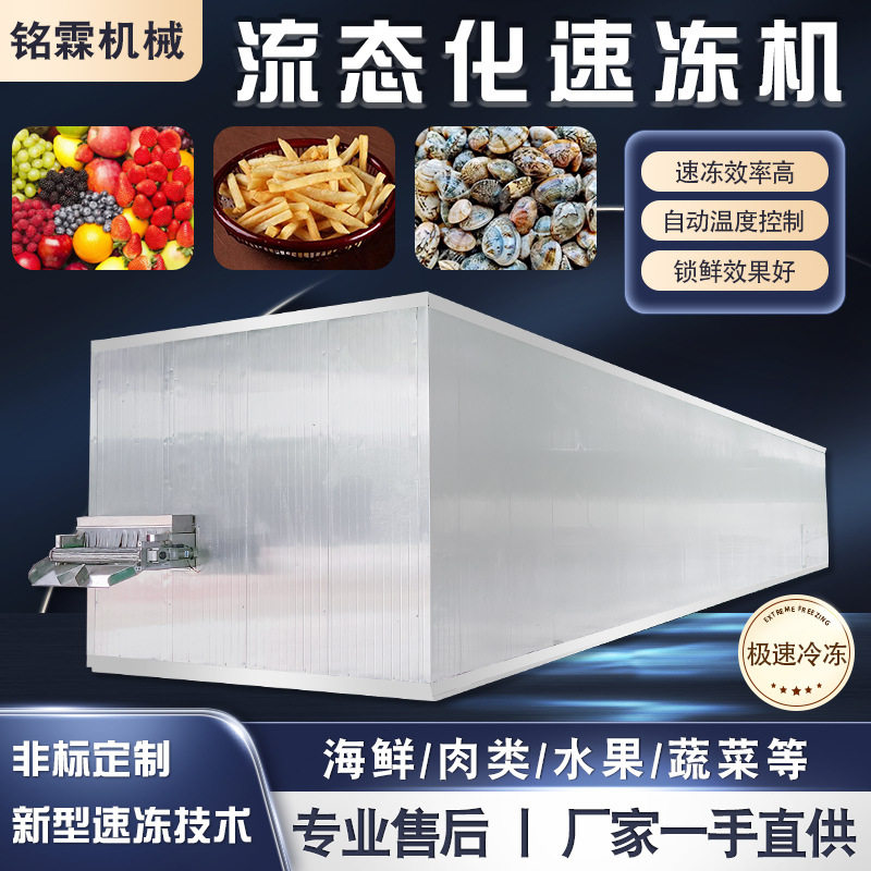 大型黄桃隧道式流态化速冻机 荔枝全自动速冻设备 超低温榴莲冷冻
