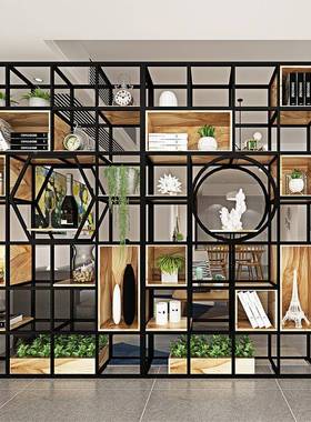 lof业物t铁艺书隔断置架屏风现代简约工56K01风储物柜玄关展示架