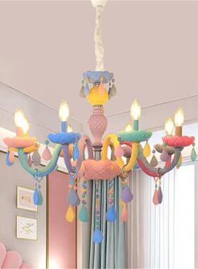 儿房吊灯幼儿921灯灯蜡烛卧室男孩马儿灯田园彩童色幼园公龙主女