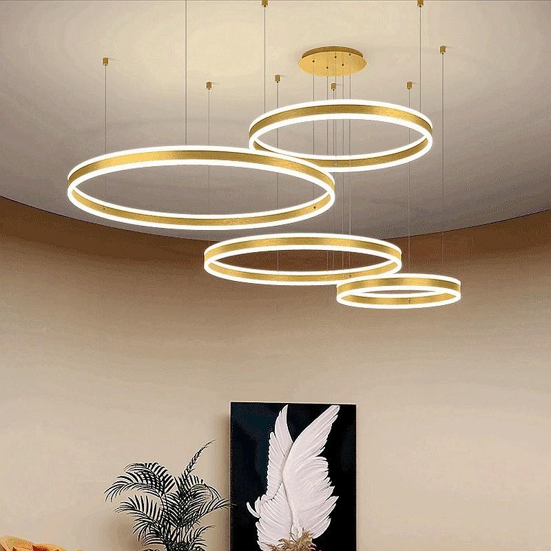 客厅性吊灯极简意大厅PPF主灯灯意式圆环创意创个轻奢餐厅吊灯中