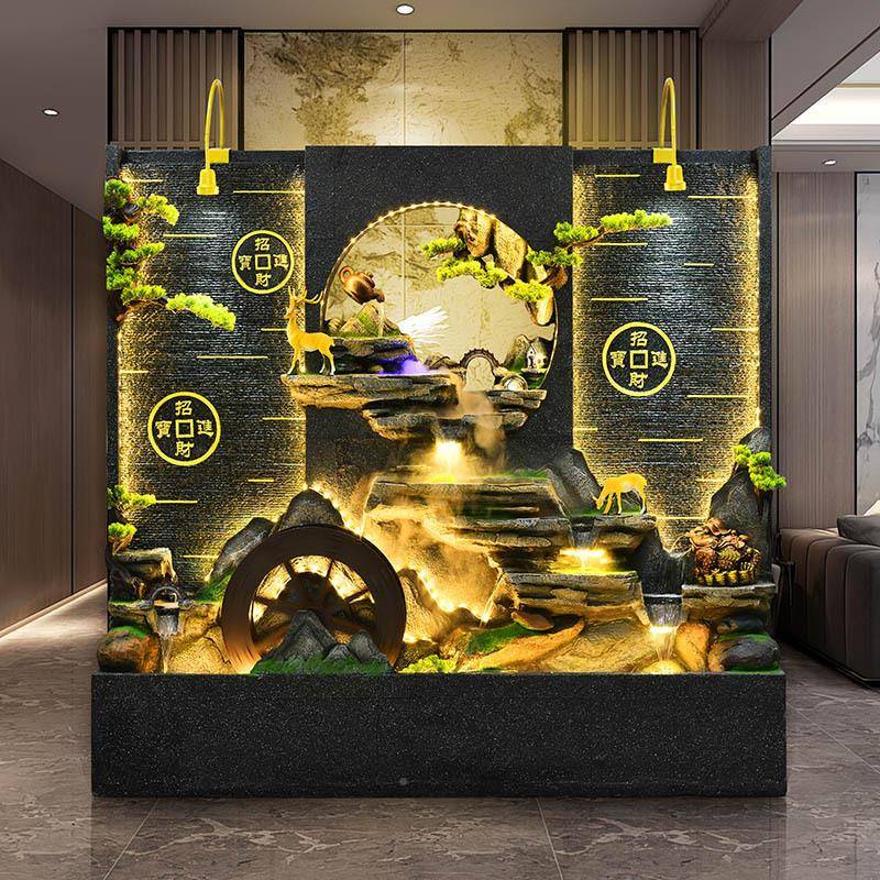 大型水幕墙流墙水摆屏风户花园2026景观玄关隔断办公室循环水鱼入