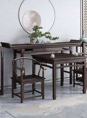 新中式中堂六件套木桌佛台农明式33254村简约条案供翘实头桌八仙