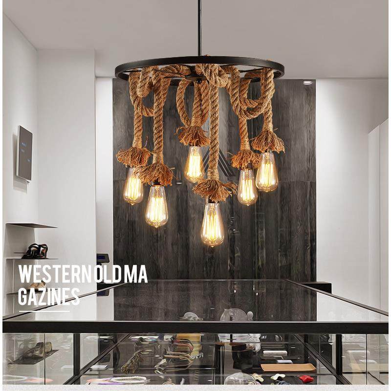 美式复客厅餐厅23-25简约现古代时尚业艺术个性卧室意麻绳灯创具