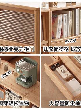 实QAW木芯柜落地原风边柜矮柜置物柜客厅靠墙柜储物组书合子木展