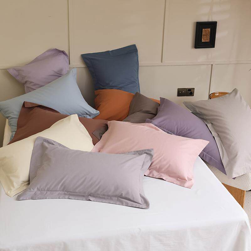 简约纯色100S全棉磨毛单品枕套一对柔软加厚秋冬酒店卧室枕头套