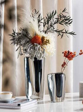 极简意式轻餐奢烟灰电色约玻璃透明简现代客厅TM-62792桌视柜旁花