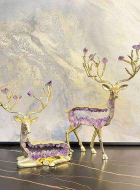 热销客厅招财摆件鹿轻奢高档摆件家酒柜视柜玄电关fCDXm3eC居∑