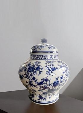 家居青花瓷储器物玄罐新中FRU式客厅关插花茶几柜件陶瓷花摆瓶