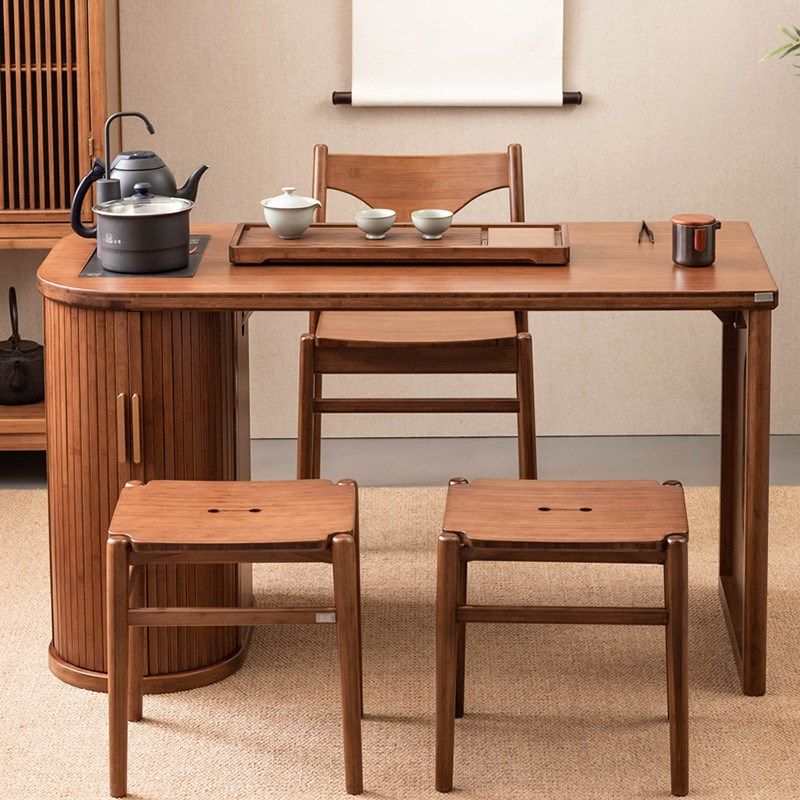 祥福现代中式实木简约茶桌椅组合小户型阳台茶几一体茶台客厅家用
