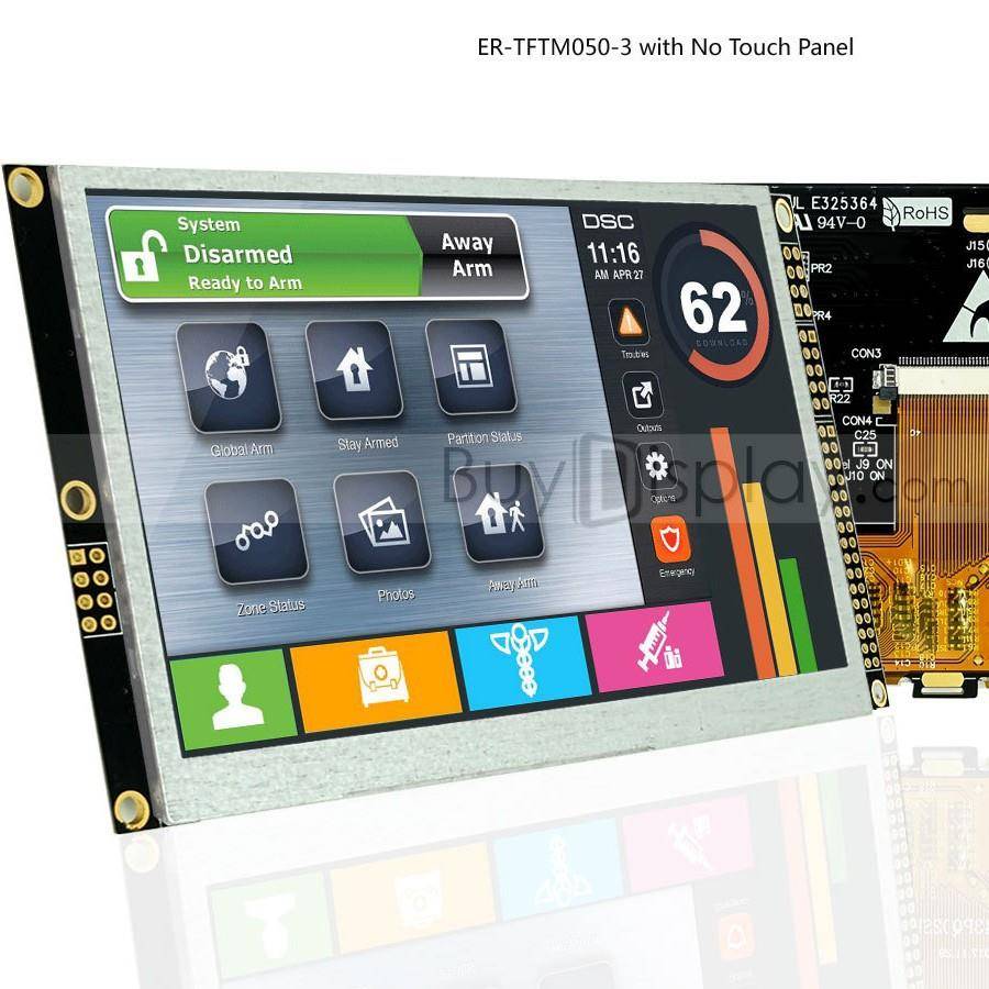 5寸TFTLCD彩色液晶显示屏配RA8875控制板/并串口/可配触摸屏