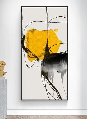 现代简约橙色抽象玄关装饰画走廊过道平面喷绘壁画大尺寸落地挂画