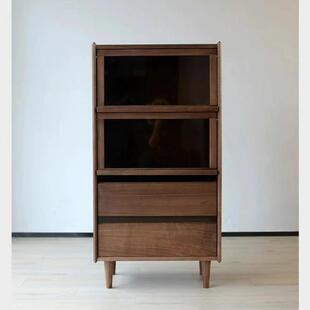 胡桃木色斗柜实木客厅储物卧室电视边柜沙发立柜收纳靠墙网红书柜