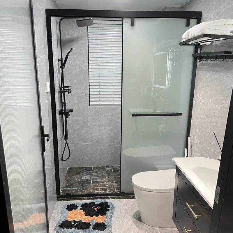 一字型卫生间干湿分离隔断淋浴房推拉移门不锈钢铝合金玻璃门