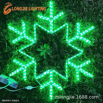直径80CMLED发光雪花图案灯LED雪花灯铁架造型灯户外防水树挂灯