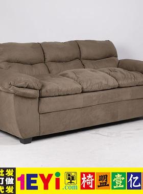 德伯美式加厚坐垫可躺灰色麂皮绒r家用办公沙发安吉椅盟盟