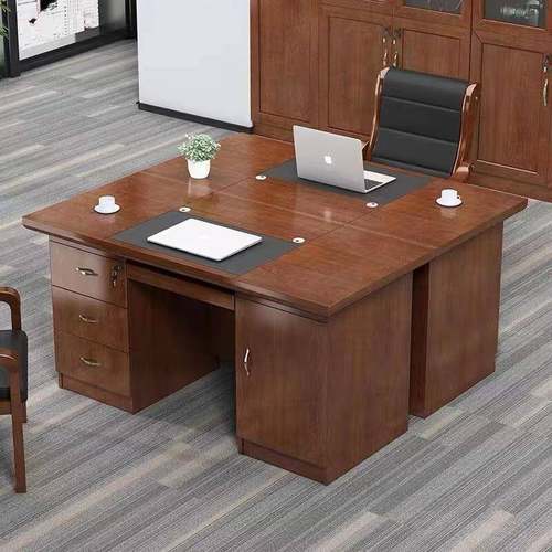 木制油漆办4公桌1.米木质电脑桌职.员桌16米中班台贴木写LEJ字皮