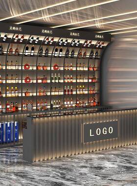 网红意酒吧柜吧创物台背景展CLW示酒架墙清吧酒馆音乐酒餐厅酒架