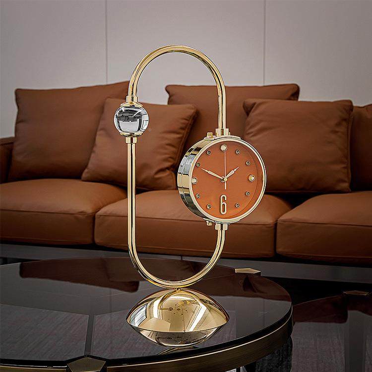高端大气意座家用台式钟静表客厅钟现代轻奢DTS时尚创时钟摆件音
