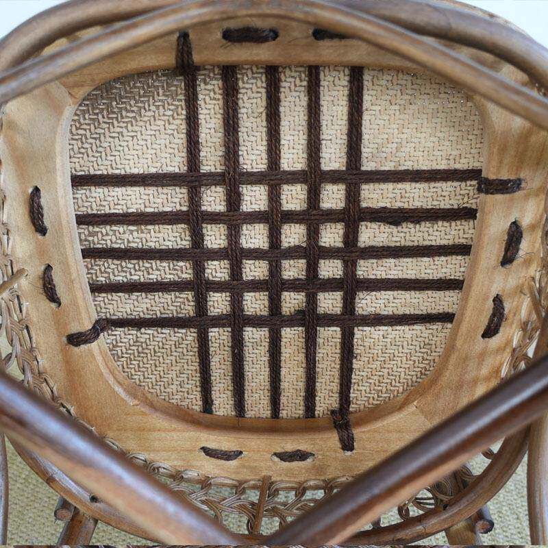 棕编绳透气阳台藤椅休闲单人靠背公老椅式办老人椅真LAU藤织家用