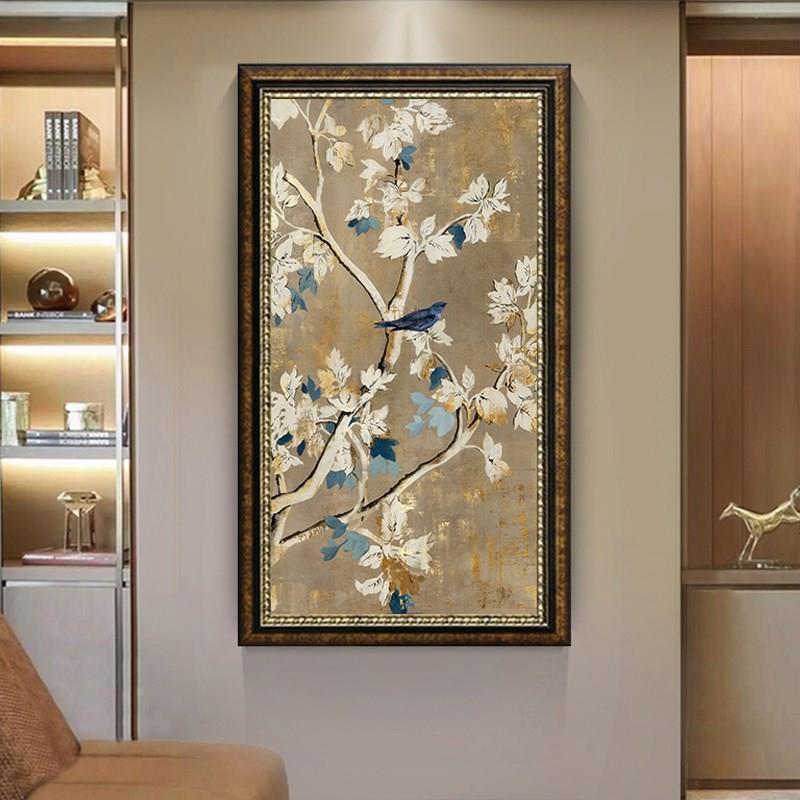 美式花鸟廊入户画玄关装饰走画大气客厅挂画欧式过道墙壁复古58油