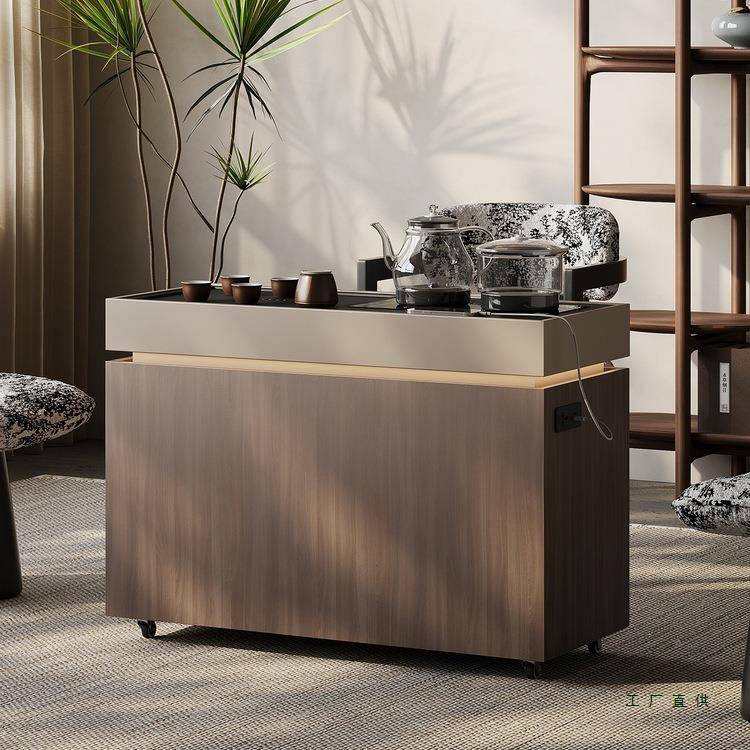 现代桌极简移型动茶吧烧水壶一体沙发边几阳台泡985茶全实木小车