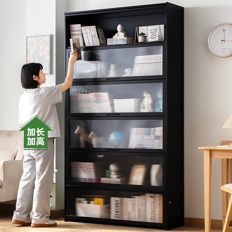书柜架书地置物架带柜门储物柜一体格子展示柜落多层客454JGCHF柜