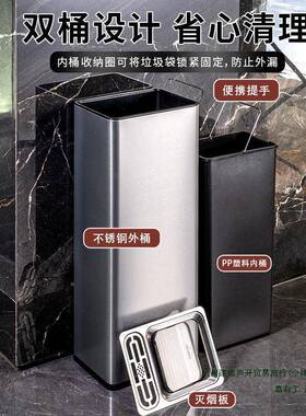 生不锈钢卫间擦手纸摇盖垃圾大号桶办直公室大堂楼道BDH厕所投收
