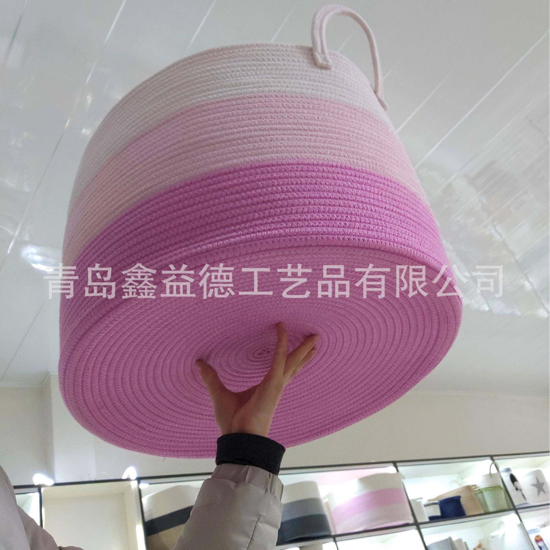 棉绳收N122纳脏衣篓编织脏衣篮衣洗篓粉色棉线折编织储物筐棕杂篮,收纳整理,脏衣篮,淘宝优惠券,粉丝福利购,淘宝优惠卷