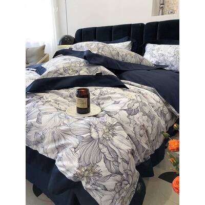 0WYV美式奢1单00885长绒棉四件轻套纯棉田园印花被套床支全棉床上
