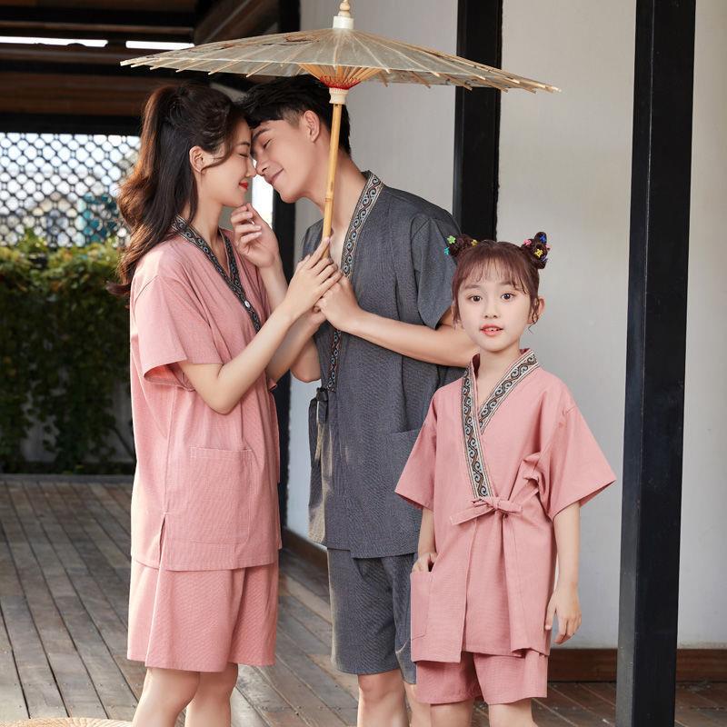 汗服蒸RYQ服亲子纯棉情侣套码装童桑拿苎麻大高档浴服按摩汗蒸衣
