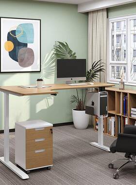 转角动升降办桌子拐实木电脑桌DTML型角写字台公桌黑胡电桃书桌家