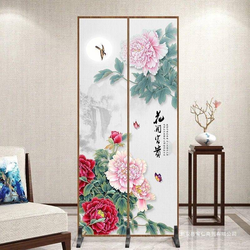 新中型式风小户布艺折LPK叠可动折屏隔断墙入移门家用客厅遮挡屏