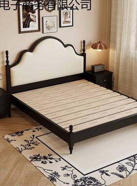 中古风实木双法人床1.卧8色式复古风主NIB1.5米小户型储黑物软包