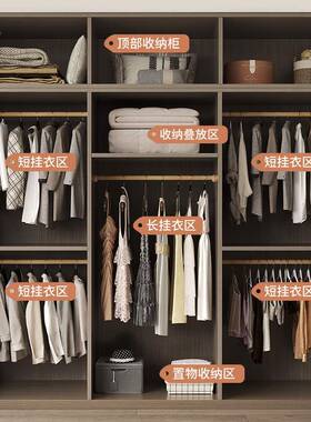 柜家用JQF卧衣柜子储物柜小户型可组合玻璃门纳柜简约实收室木大