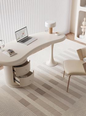 奶油风代轻奢书现家用小式型PWN简约法异形桌烤漆办公桌写字台电